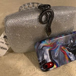 INC. Evening bag. Crystal Grey link chain. Fits 10XR Iphone
